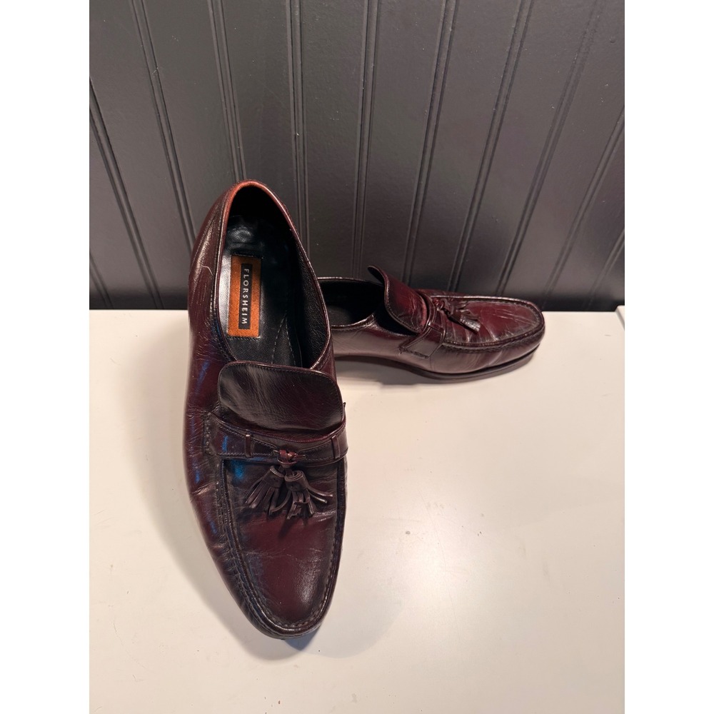 Florsheim Mens Burgundy Leather Tassel Loafers Dress Shoes 11.5 D 33461